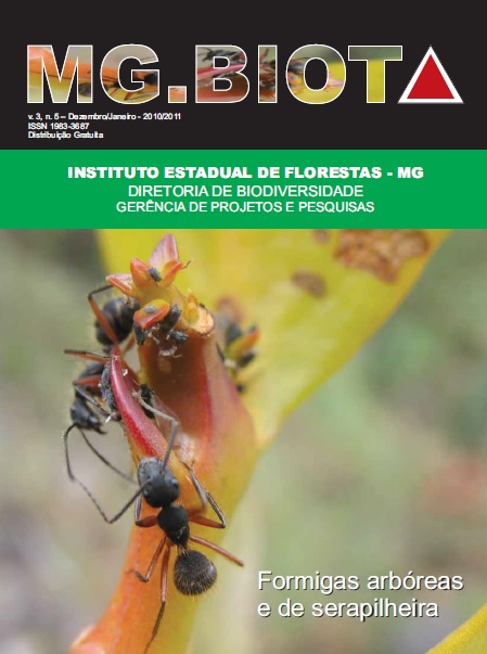 					Visualizar v. 3 n. 5 (2010): Revista MG.Biota - v.3, n.5 - Dezembro/Janeiro - 2010/2011 - ISSN 1983-3687
				