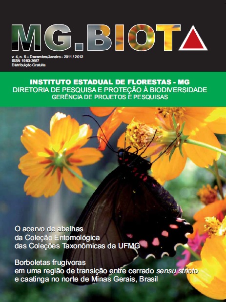 					View Vol. 4 No. 5 (2011): Revista MG.Biota - v.4, n.5 - Dezembro/Janeiro - 2011/2012 - ISSN 1983-3687
				
