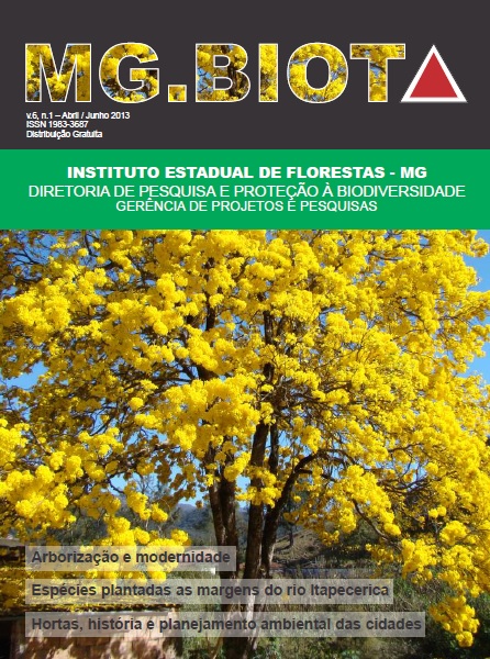 					Visualizar v. 6 n. 1 (2013): Revista MG.Biota - v.6, n.1 - Abril/Junho - 2013 - ISSN 1983-3687
				