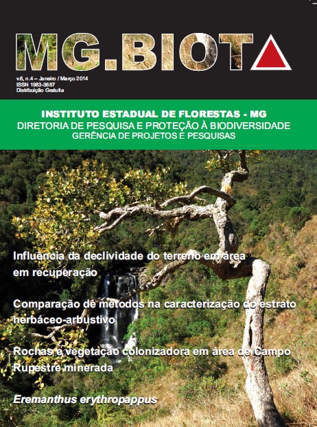 					Visualizar v. 6 n. 4 (2014): Revista MG.Biota - v.6, n.4 - Janeiro/Março - 2014 - ISSN 1983-3687
				