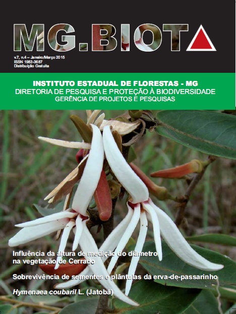 					Visualizar v. 7 n. 4 (2015): Revista MG.Biota - v.7, n.4 - Janeiro/Março - 2015 - ISSN 1983-3687
				