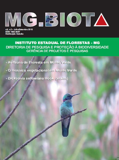 					Visualizar v. 8 n. 2 (2015): Revista MG.Biota - v.8, n.2 - Julho/Setembro - 2015 - ISSN 1983-3687
				