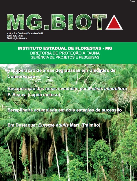 					Visualizar v. 10 n. 3 (2017): Revista MG.Biota - v.10, n.3 - Outubro/Dezembro - 2017 - ISSN 1983-3687
				
